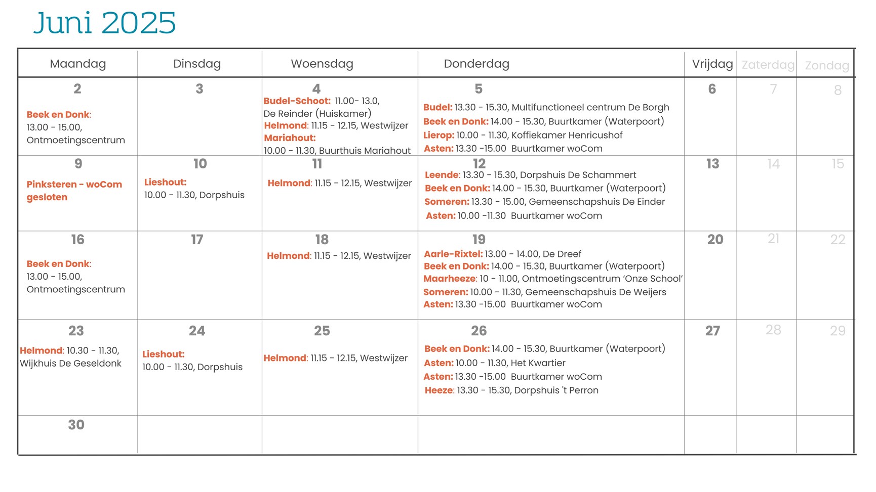 inloopspreekuren juni